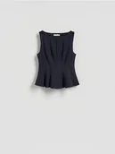 Bluzki damskie - Reserved - Bluzka z wiskozą - granatowy - miniaturka - grafika 1