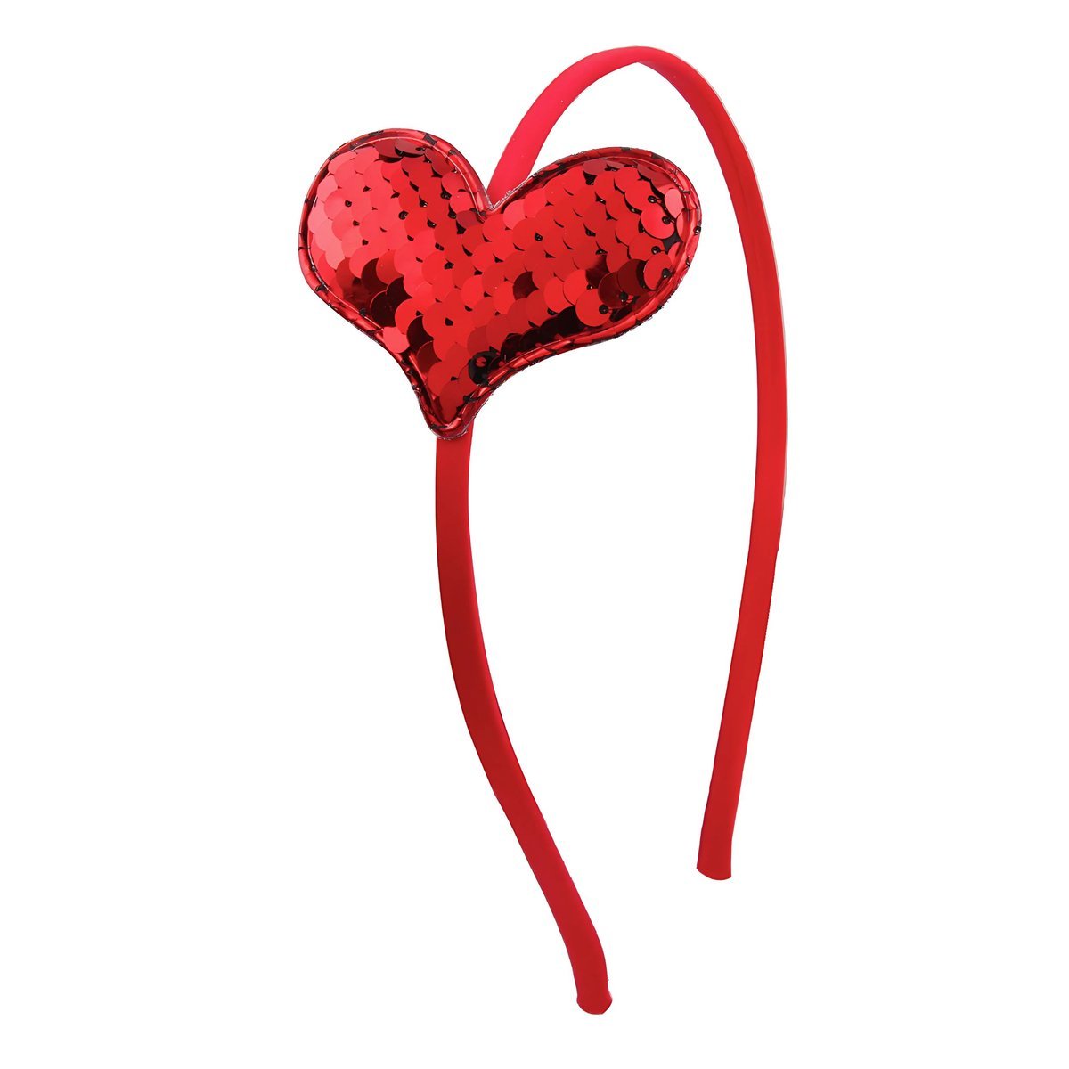 Opaska do Włosów Czerwona na Głowę Serce z Cekinami Cienka Lekka i Wygodna