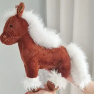 Maskotki i pluszaki - Maskotka pluszak koń konik z bujną grzywą brązowy 35 cm - miniaturka - grafika 1
