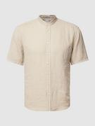 Koszule męskie - Koszula casulowa o kroju regular fit z czystego lnu ze stójką - miniaturka - grafika 1