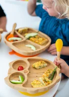 Miseczki i talerzyki dla dzieci - ECO RASCALS ECORASCALS Miseczka Bambusowa pomarańczowa Sowa zprzyssawką - miniaturka - grafika 1