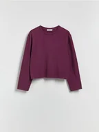 Bluzki damskie - Reserved - Bawełniany longsleeve - ciemnofioletowy - miniaturka - grafika 1