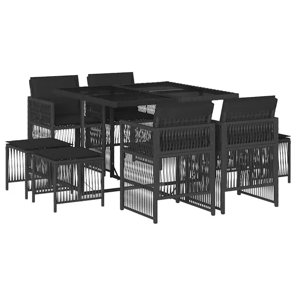 Zestaw mebli ogrodowych czarny rattan PE 110 x 106 x 73 cm