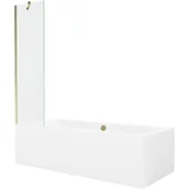 Wanny - Mexen Cube wanna prostokątna 170 x 80 cm z obudową i parawanem 1-skrzydłowym 50 cm, transparent, złoty - miniaturka - grafika 1