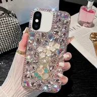 Etui i futerały do telefonów - Plum Blossom Ręcznie robione etui na telefon PC z diamentową wkładką Różowy For iPhone XS Max - miniaturka - grafika 1