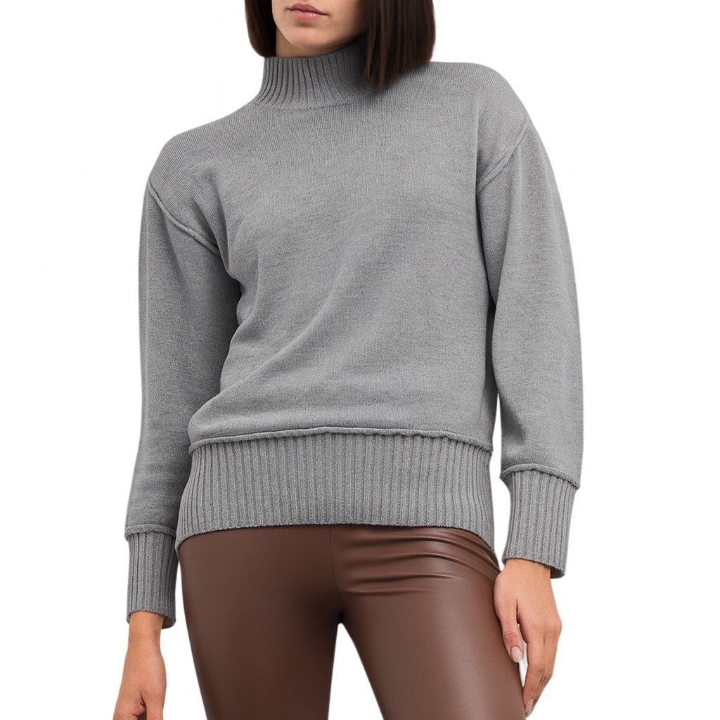 Goa Goa sweter dolcevita 100% wełna modello Chile colore szary vestibilità oversize