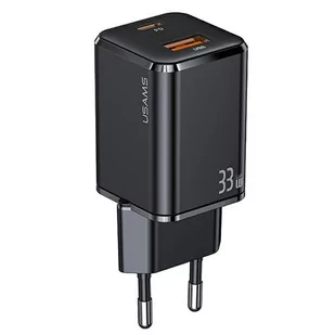 USAMS Ład. siec. 1xUSB-C+1xUSB T43 33W (only head) PD3.0 +QC3.0 Fast Charging czarny/black CC144TC01 (US-CC144) - Ładowarki do telefonów - miniaturka - grafika 1
