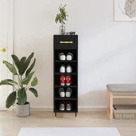 Skrzynie ogrodowe - vidaXL Szafka na buty, czarna, 30x35x105 cm, materiał drewnopochodny - miniaturka - grafika 1