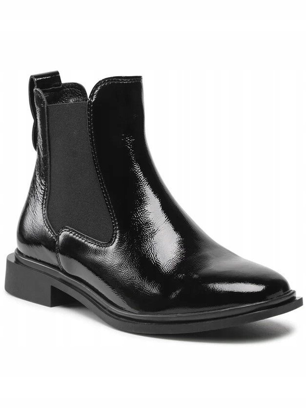 Czarne botki damskie Nessi 20766 skóra płaski obcas modne r.37