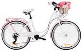 Rowery - Goetze, Rower Miejski Mood 26" NewLine 6 Biegów Biało Różowy, Kosz - miniaturka - grafika 1