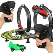 Zabawki konstrukcyjne - TOR WYŚCIGOWY TOR SAMOCHODOWY 2 AUTA elektryczny 230V + 2 PILOTY dł. 1157cm - miniaturka - grafika 1