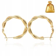 Kolczyki - Piękne Damskie Kolczyki Duże Skręcany Grube Koła Stal Chirurgiczna Dla Niej - miniaturka - grafika 1