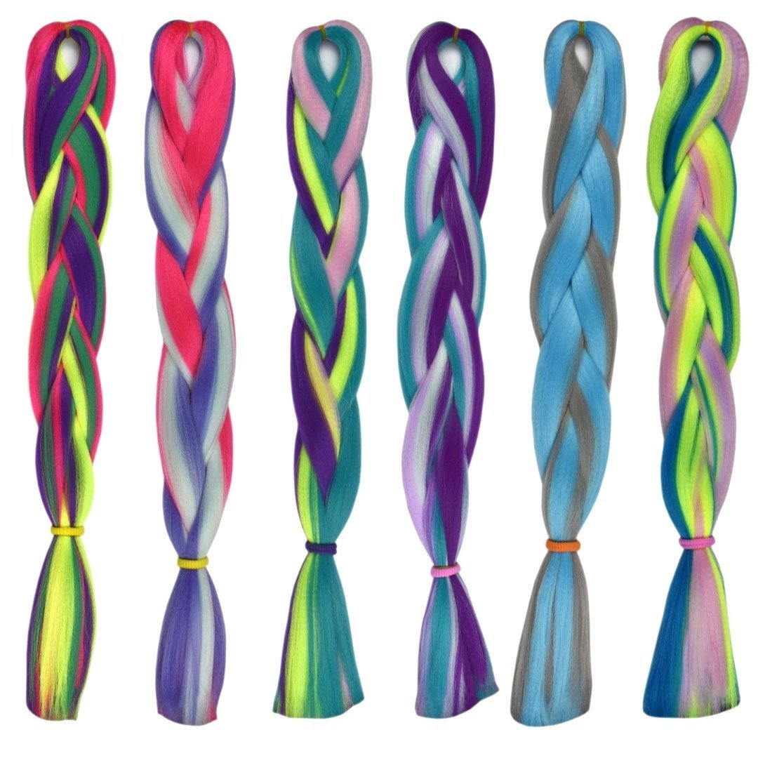 Włosy Syntetyczne Kolorowe Warkoczyki Zestaw 6 Sztuk TWIST