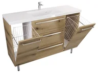 Szafki łazienkowe - Szafka Stojąca Z Umywalką ATHD 120 cm K - Dąb Evoke Coast Mat - Uchwyty Stal Szczotkowana - miniaturka - grafika 1