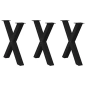 Zawiasy, okucia i inne akcesoria - Nogi do stołu jadalnego w kształcie litery X 3 szt. Czarne 80x(72-73) cm Stal vidaXL - miniaturka - grafika 1