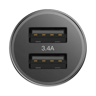 Baseus Small Screw 3.4A inteligentna ładowarka samochodowa 2x USB + kabel USB Typ-C 1m 2A czarny (TZXLD-B01) - Ładowarki samochodowe - miniaturka - grafika 3