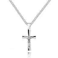Biżuteria dla dzieci - 925 Srebrny łańcuszek krzyżyk DEDYKACJA 60cm P3K12 - miniaturka - grafika 1