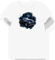 Koszulki i topy damskie - Koszulka damska biała z nadrukiem klasycznego niebieskiego kabrioletu S - miniaturka - grafika 1