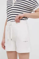 Spodenki damskie - Tommy Hilfiger szorty damskie kolor biały gładkie high waist - miniaturka - grafika 1