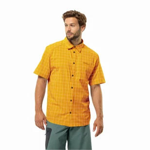 Męska koszula Jack Wolfskin NORBO S/S SHIRT M curry check - L - Koszule męskie - miniaturka - grafika 1