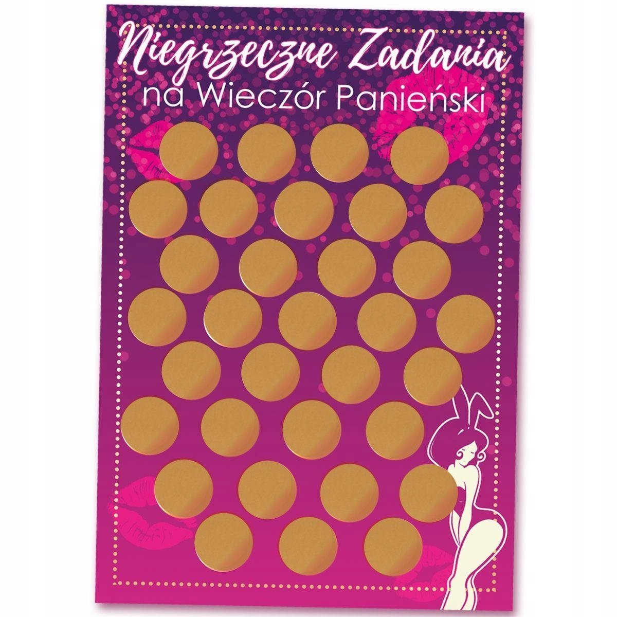 Plakat zdrapka z zadaniami dla Przyszłej Panny Młodej Panieński