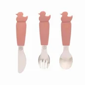 Sztućce dla dzieci - Eco Rascals Zestaw Sztućców Kaczuszka Rose - miniaturka - grafika 1