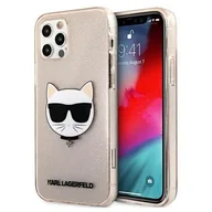 Etui i futerały do telefonów - Karl Lagerfeld Choupette Head Glitter - Etui iPhone 12 Pro Max (Gold) - miniaturka - grafika 1