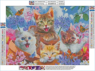 Haft Diamentowy, Obraz, Mozaika Diamentowa Diamond Painting, 4 KOTKI 40x30cm - Rękodzieło - miniaturka - grafika 6