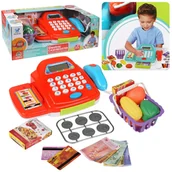 Zabawy w naśladowanie dorosłych - Kasa sklepowa na baterie z akcesoriami MEGA CREATIVE Pomarańczowy - miniaturka - grafika 1