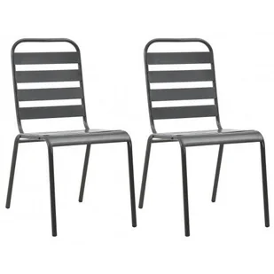 Zestaw szarych metalowych krzeseł ogrodowych K2-D58 - Krzesła - miniaturka - grafika 1