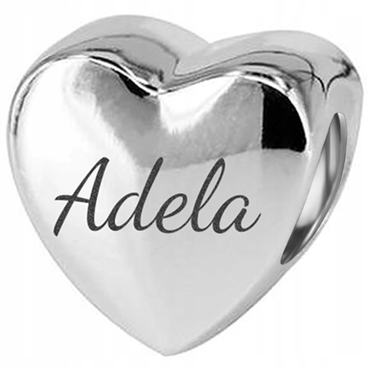 Charms Srebrny Serce z Imieniem Grawerem Imię Adela SREBRO 925 + GRAWER