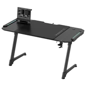 Biurka - ULTRADESK Biurko dla gracza SPACE XXL V2 BLACK, 144x70 cm, 75 cm, Podświetlenie LED RGB z panelem dotykowym, z podkładką pod mysz - miniaturka - grafika 1