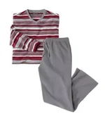 Piżamy męskie - Piżama z mikropolaru w paski Mężczyzna Atlas For Men - Kolor : Pasiasty - Rozmiar : 4XL - miniaturka - grafika 1