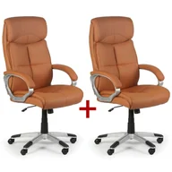 Fotele i krzesła biurowe - B2B Partner Skórzany fotel biurowy Foster, jasnobeżowy, 1+1 GRATIS 412168 - miniaturka - grafika 1