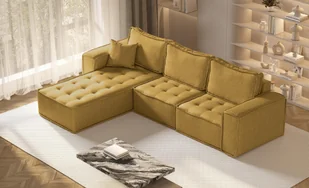 Sofa w kształcie L maxi BOHOO narożnik tkanina Raven żółty lewy - Narożniki - miniaturka - grafika 1