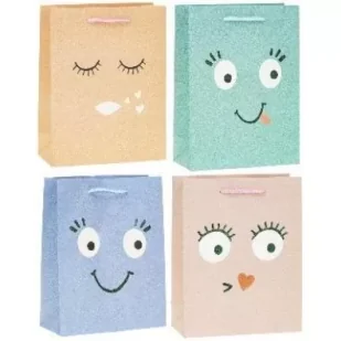 Torebka z brokatem Buźka 31x42x12cm mix ROZETTE - Opakowania i torebki na prezenty - miniaturka - grafika 1