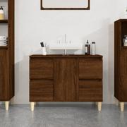 Toaletki - vidaXL Szafka pod umywalkę, brązowy dąb, 80x33x60 cm - miniaturka - grafika 1
