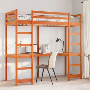 vidaXL vidaXL Łóżko na antresoli, bez materaca, brąz, 75x190 cm, sosnowe - Łóżka dla dzieci i młodzieży - miniaturka - grafika 1