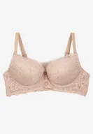 Biustonosze - Jasnoróżowy Koronkowy Biustonosz Typu Push Up Temitia - miniaturka - grafika 1