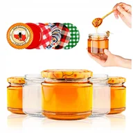 Pojemniki kuchenne - 50x SŁOIKI SZKLANA NA MIÓD DŻEM PRZETWORY GRZYBY SŁOIK 330ML + WIECZKA FI82 - miniaturka - grafika 1