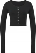 Koszulki i topy damskie - CROP TOP - CL WDE TREND LS TOP HT7840 koszulka CZARNA - Reebok - miniaturka - grafika 1
