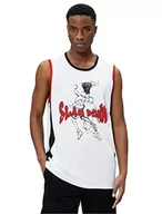 Koszulki męskie - Koton Męski sportowy tank top koszykówka z nadrukiem Crew Neck, biały (000), S - miniaturka - grafika 1