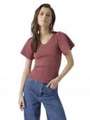 Bluzki damskie - VERO MODA BLUZKA Z FALBANIASTYMI RĘKAWAMI RÓŻOWA S J9A - miniaturka - grafika 1