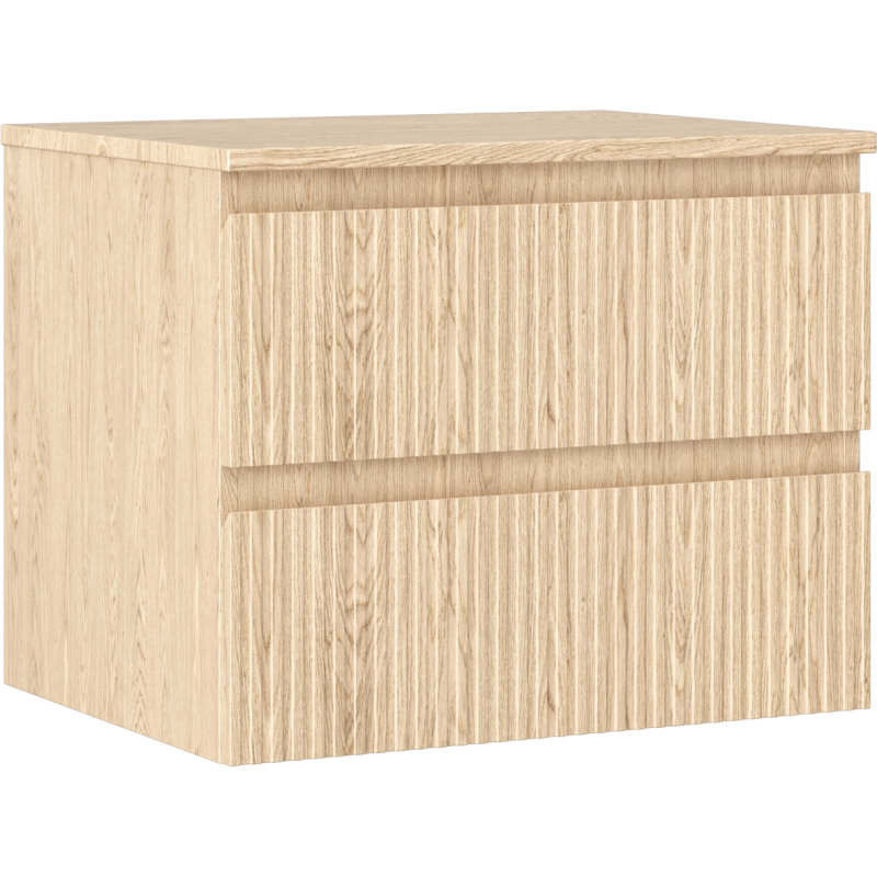 Mexen Rivel szafka łazienkowa podumywalkowa 60 cm z blatem, 2 szuflady, ryflowana , dąb - 91A20-06047-2-BFFC81