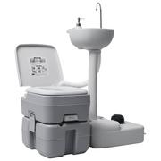 Toalety turystyczne i przenośne - VidaXL Lumarko Przenośna toaleta kempingowa z umywalką, szara 30140 VidaXL - miniaturka - grafika 1