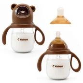 Butelki dla niemowląt - Butelka Jordbaer 240ml Brązowa 6M+ PPSU Antykolkowa Słomka Ustnik BPA FREE - miniaturka - grafika 1