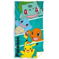 Okrycia kąpielowe dla dzieci - Ręcznik bawełniany 70x140 Pokemony zielony - miniaturka - grafika 1