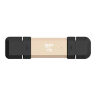 Dyski SSD - Dysk zewnętrzny ssd silicon power ds72 1tb usb-a usb-c 1050/850 mb/s złoty SP001TBUC3S72VPG - miniaturka - grafika 1