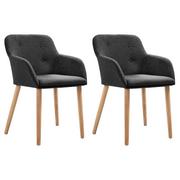 Krzesła - vidaXL Krzesła do jadalni, 2 szt., ciemnoszare, tkanina i lity dąb - miniaturka - grafika 1