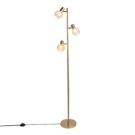 Lampy stojące - QAZQA Lampa podłogowa złota 3-źródła światła - Mesh - miniaturka - grafika 1